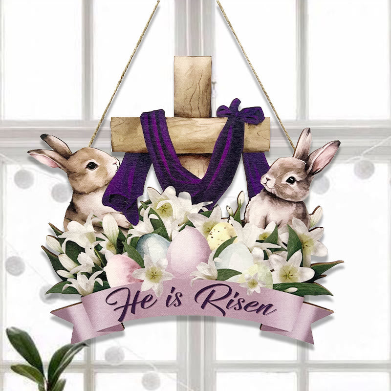 Christianartworkshop He is Risen Easter Bunny Home Hanging Pendant Ornament