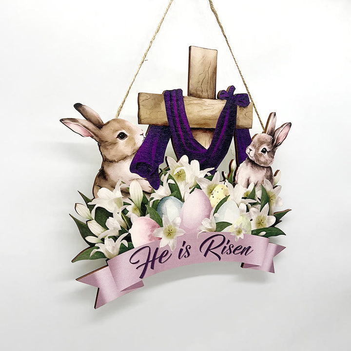 Christianartworkshop He is Risen Easter Bunny Home Hanging Pendant Ornament