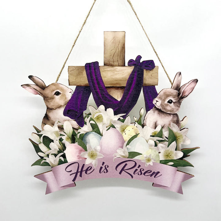 Christianartworkshop He is Risen Easter Bunny Home Hanging Pendant Ornament