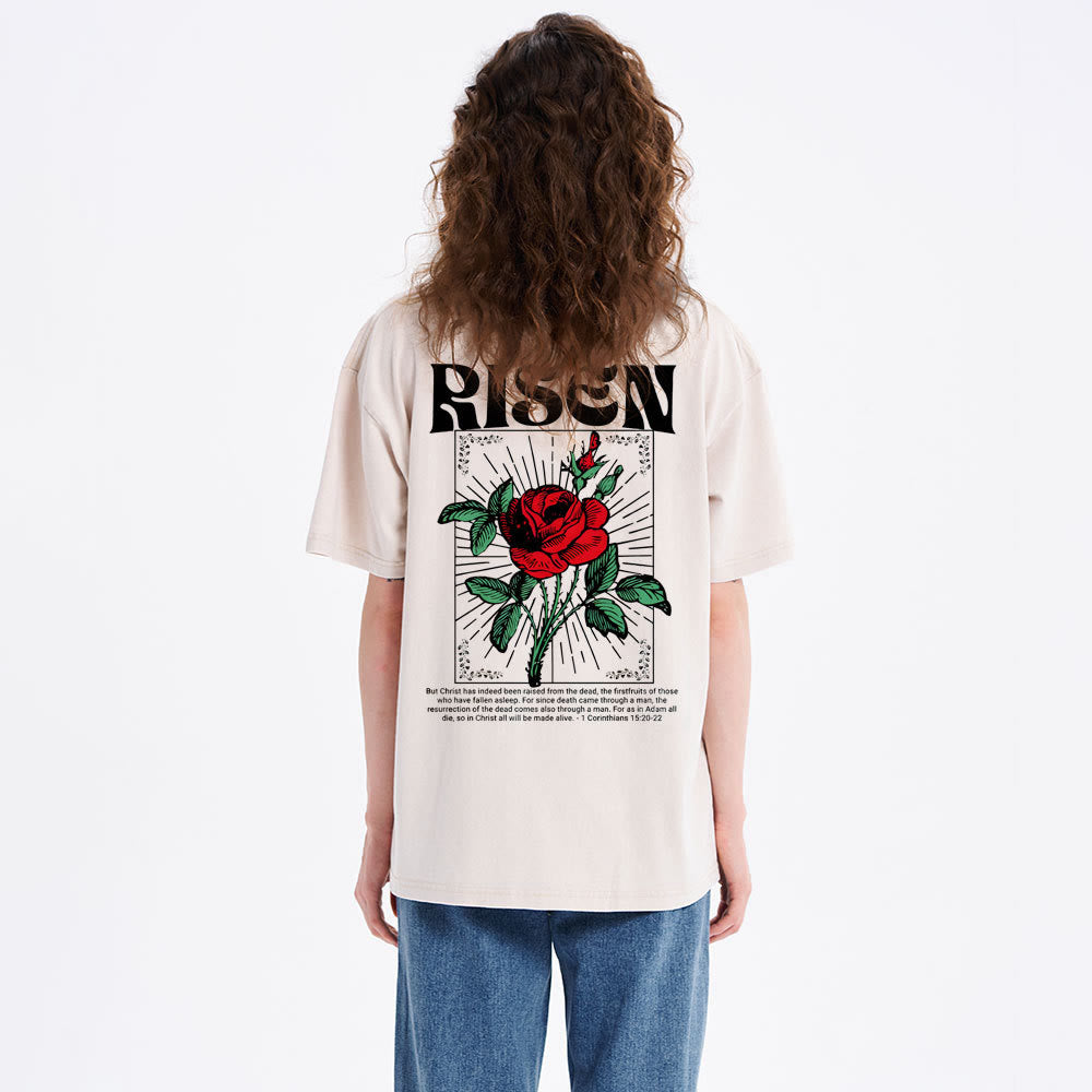 Christianartworkshop Risen Christian Washed T-Shirt