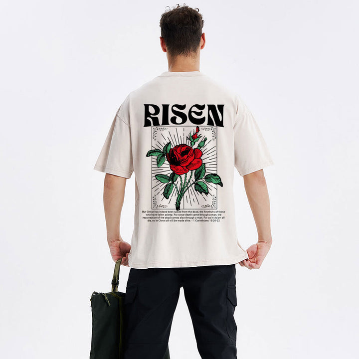 Christianartworkshop Risen Christian Washed T-Shirt