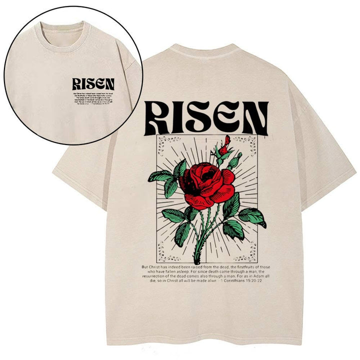 Christianartworkshop Risen Christian Washed T-Shirt