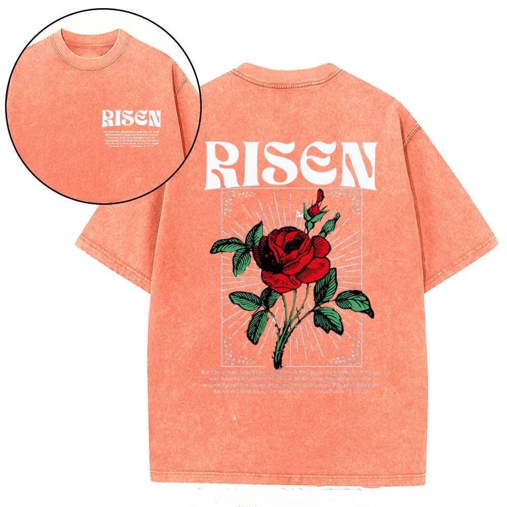 Christianartworkshop Risen Christian Washed T-Shirt