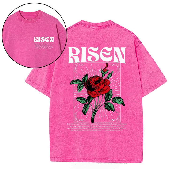 Christianartworkshop Risen Christian Washed T-Shirt