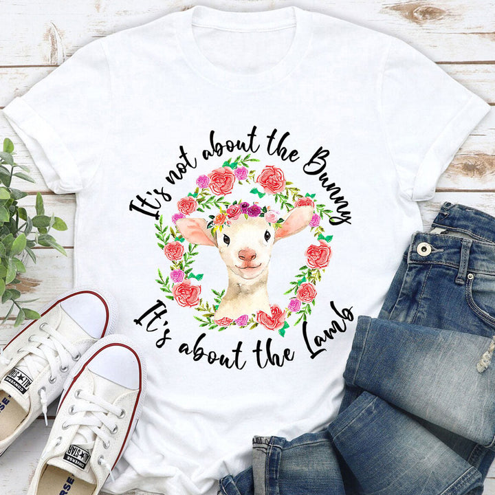 Christianartworkshop It's Not About the Bunny, It's About the Lamb T-Shirt - White - 2XL - image 1