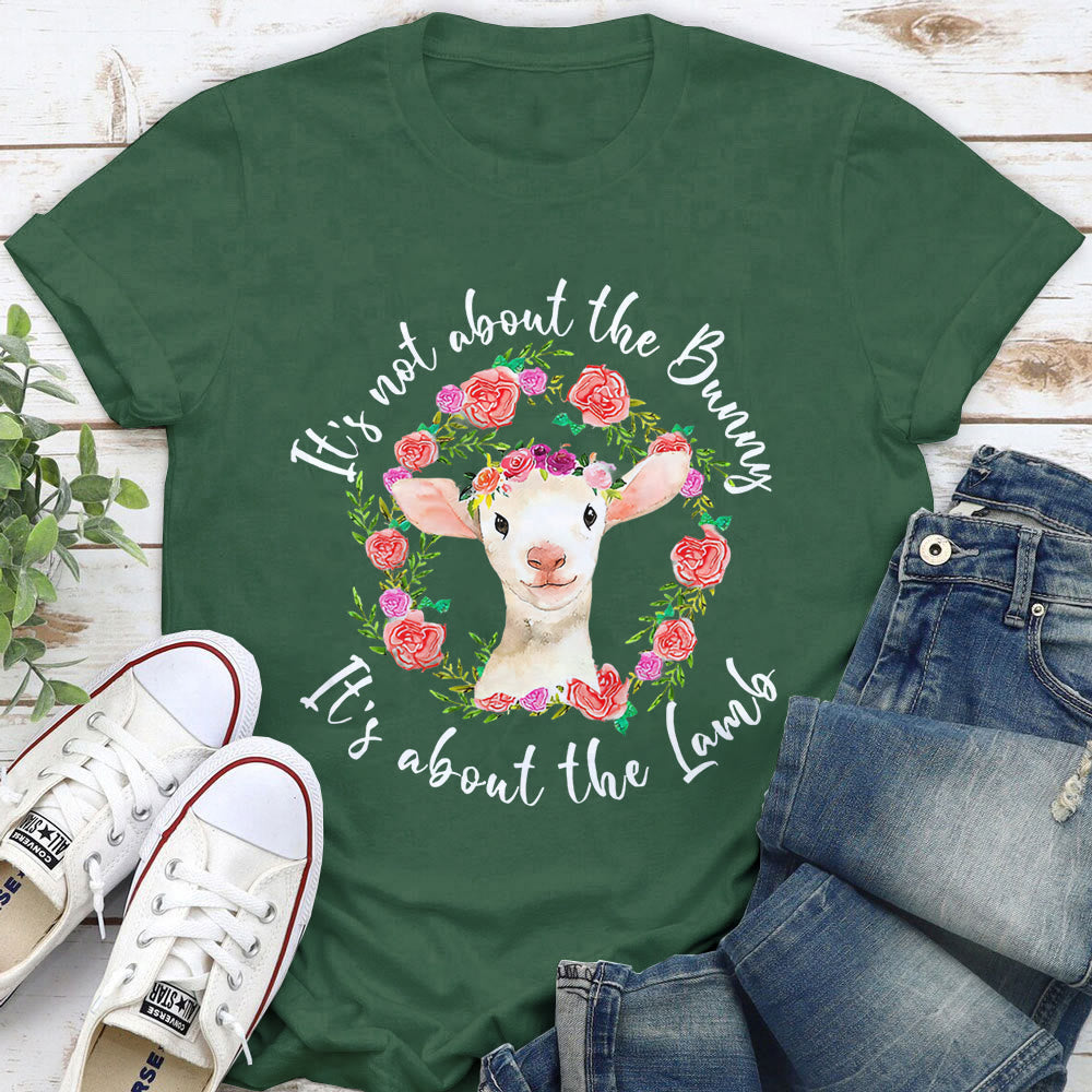 Christianartworkshop It's Not About the Bunny, It's About the Lamb T-Shirt - Dark Green - 2XL - image 9