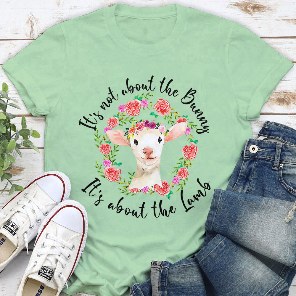 Christianartworkshop It's Not About the Bunny, It's About the Lamb T-Shirt - Light Green - 2XL - image 8
