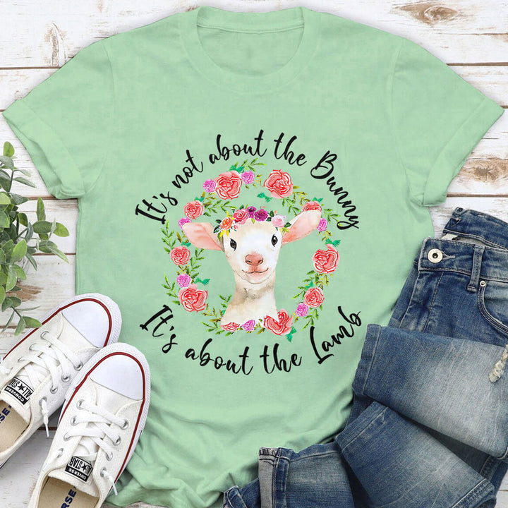 Christianartworkshop It's Not About the Bunny, It's About the Lamb T-Shirt - Light Green - 2XL - image 8