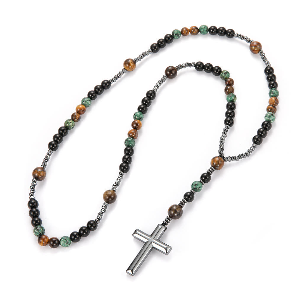 Christianartworkshop 8mm African Turquoise & Yellow Tiger Eye Stone Prayer Rosary