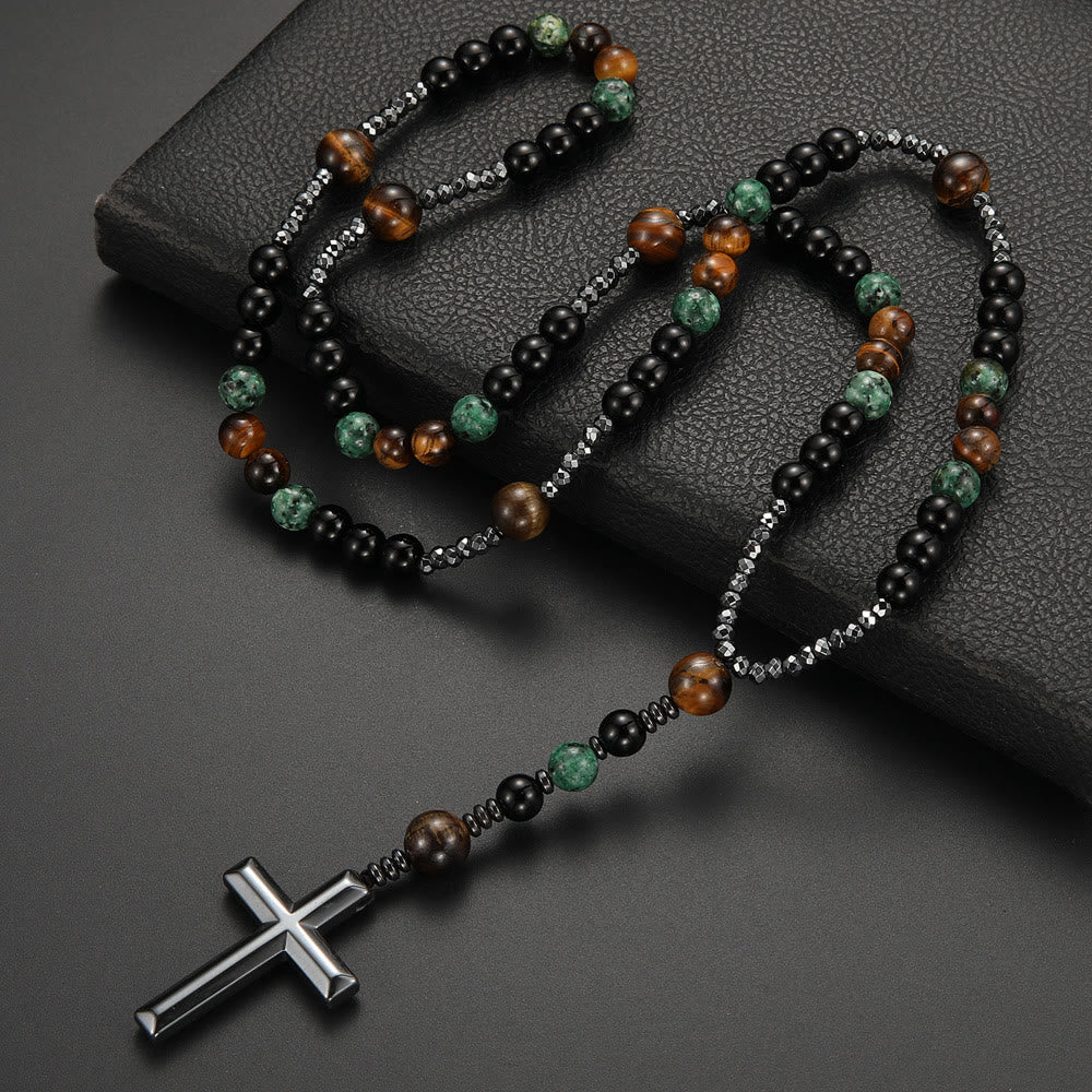 Christianartworkshop 8mm African Turquoise & Yellow Tiger Eye Stone Prayer Rosary