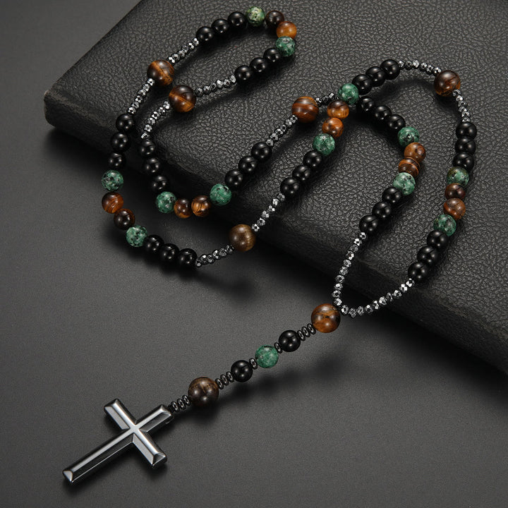 FREE Today: 8mm African Turquoise & Yellow Tiger Eye Stone Prayer Rosary