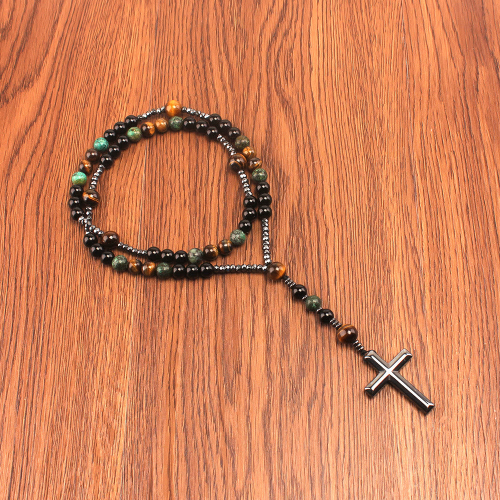 FREE Today: 8mm African Turquoise & Yellow Tiger Eye Stone Prayer Rosary