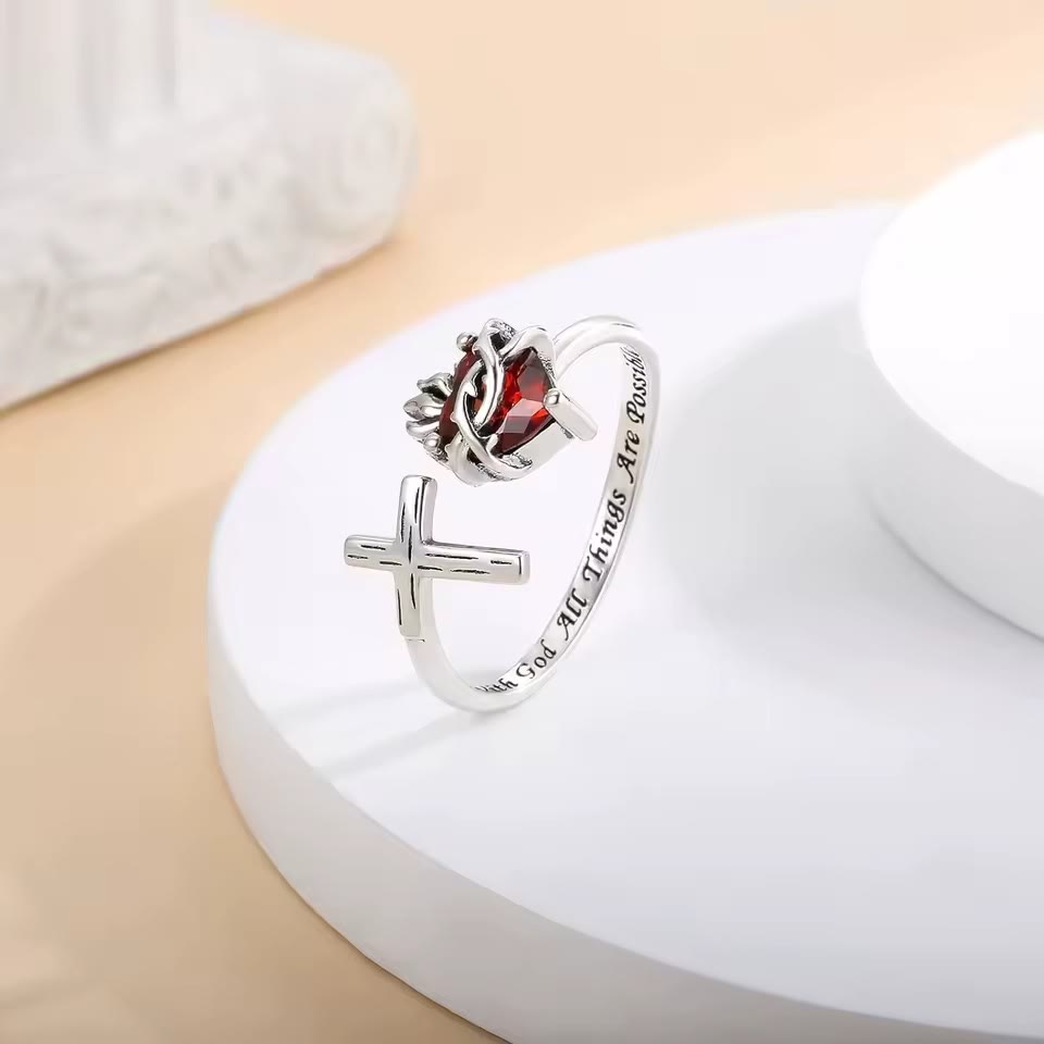 Christianartworkshop Sacred Heart of Jesus Ring: With God All Things Are Possible