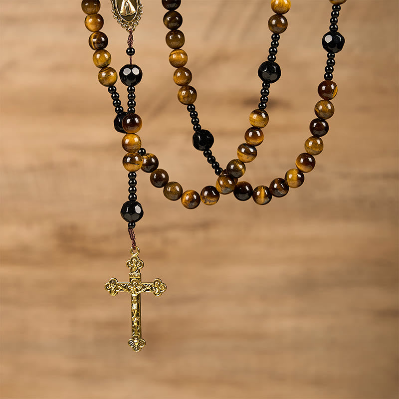 Christianartworkshop Handcrafted Tiger's Eye Rosary - A Timeless Design of Elegance and Spiritual Strength