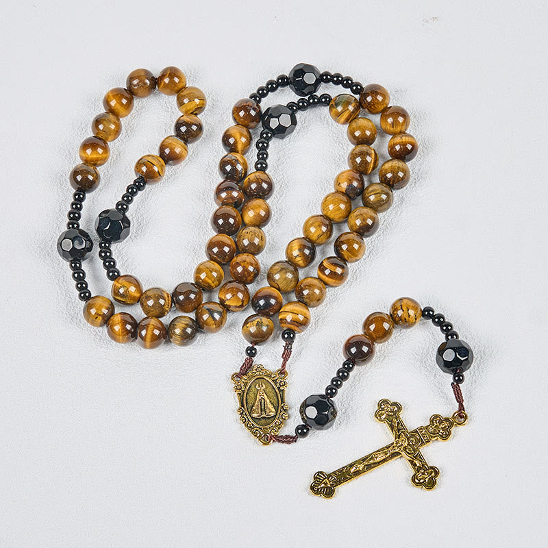 Christianartworkshop Handcrafted Tiger's Eye Rosary - A Timeless Design of Elegance and Spiritual Strength