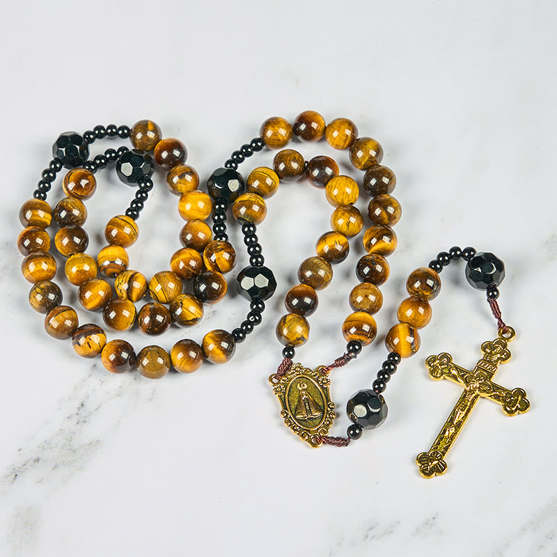 Christianartworkshop Handcrafted Tiger's Eye Rosary - A Timeless Design of Elegance and Spiritual Strength