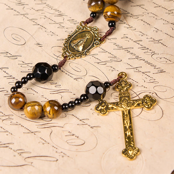 Christianartworkshop Handcrafted Tiger's Eye Rosary - A Timeless Design of Elegance and Spiritual Strength