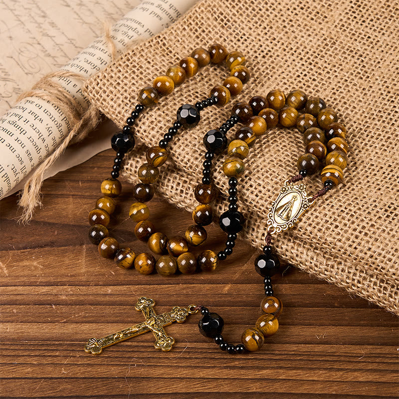 Christianartworkshop Handcrafted Tiger's Eye Rosary - A Timeless Design of Elegance and Spiritual Strength