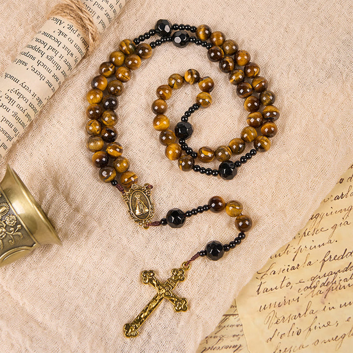 Christianartworkshop Handcrafted Tiger's Eye Rosary - A Timeless Design of Elegance and Spiritual Strength