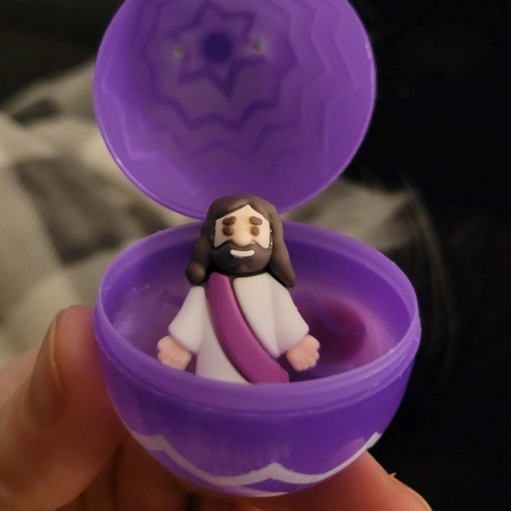 Christianartworkshop 10/20/30pcs Easter Eggs with Miniature Jesus Figurine for Easter Hunt/Basket Fillable