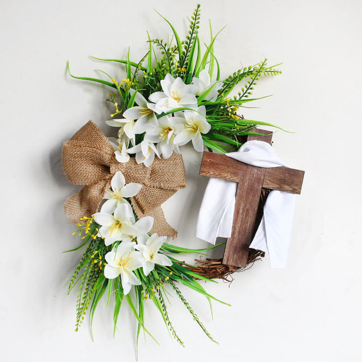 Christianartworkshop "Holy Embrace" Wreath and Cross: A Spring Hymn of Faith