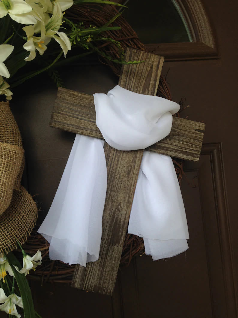 Christianartworkshop "Holy Embrace" Wreath and Cross: A Spring Hymn of Faith