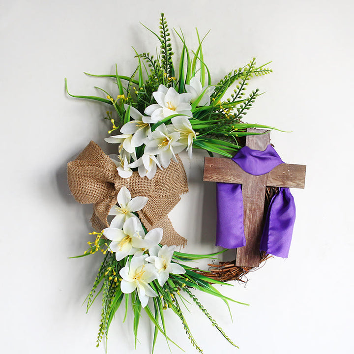 Christianartworkshop "Holy Embrace" Wreath and Cross: A Spring Hymn of Faith