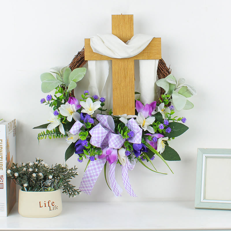 Christianartworkshop Spring Cross Wreath: A Poetic Fusion of Flowers and Faith