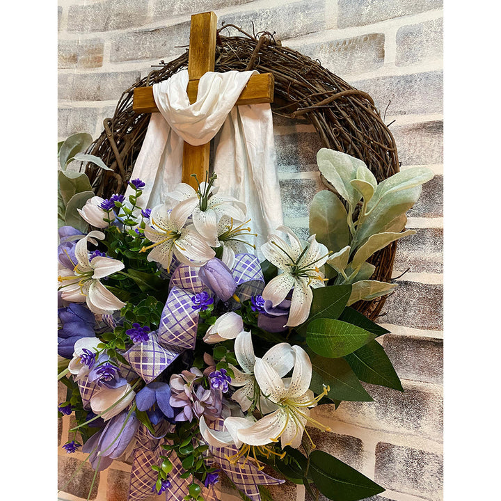 Christianartworkshop Spring Cross Wreath: A Poetic Fusion of Flowers and Faith