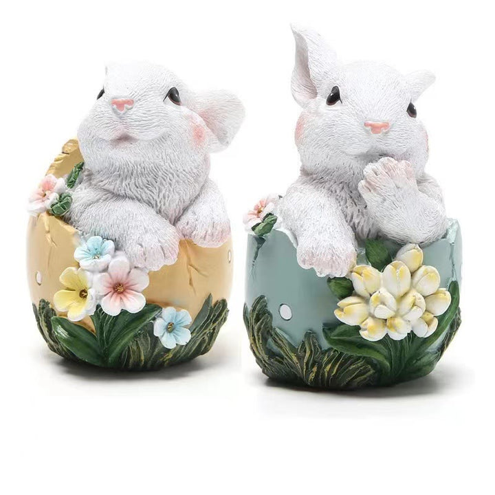 Christianartworkshop Easter Resin Floral Bunny Ornament - Celebrate Easter