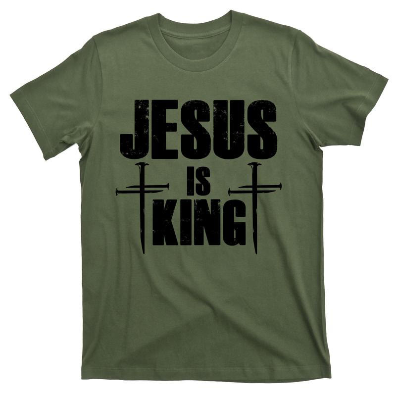 Christianartworkshop Jesus Is King 3 Nails Cross Christian T-Shirt