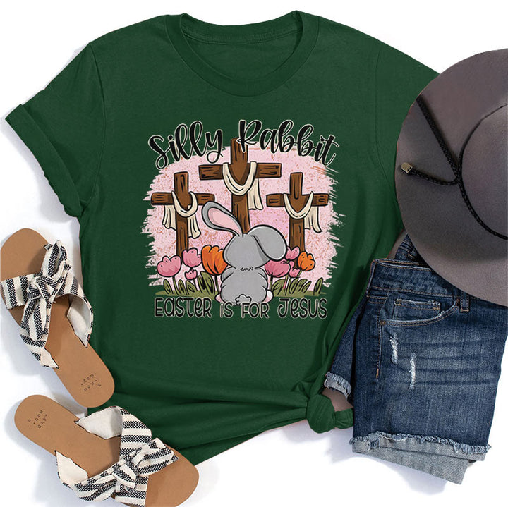 Christianartworkshop Silly Rabbit Easter is for Jesus T-shirt - Dark Green - 2XL - image 8