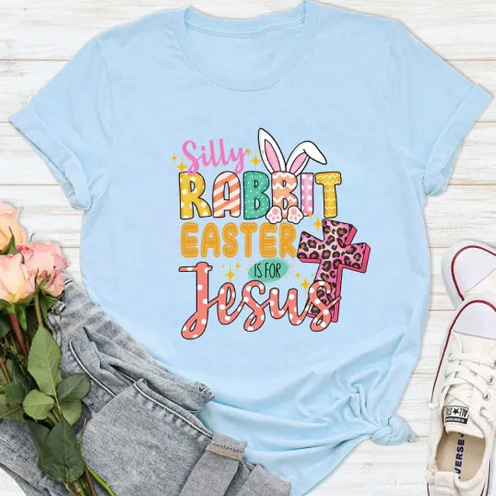 Christianartworkshop Silly Rabbit Easter Is for Jesus Christian Easter Tee - Blue - 2XL - image 6