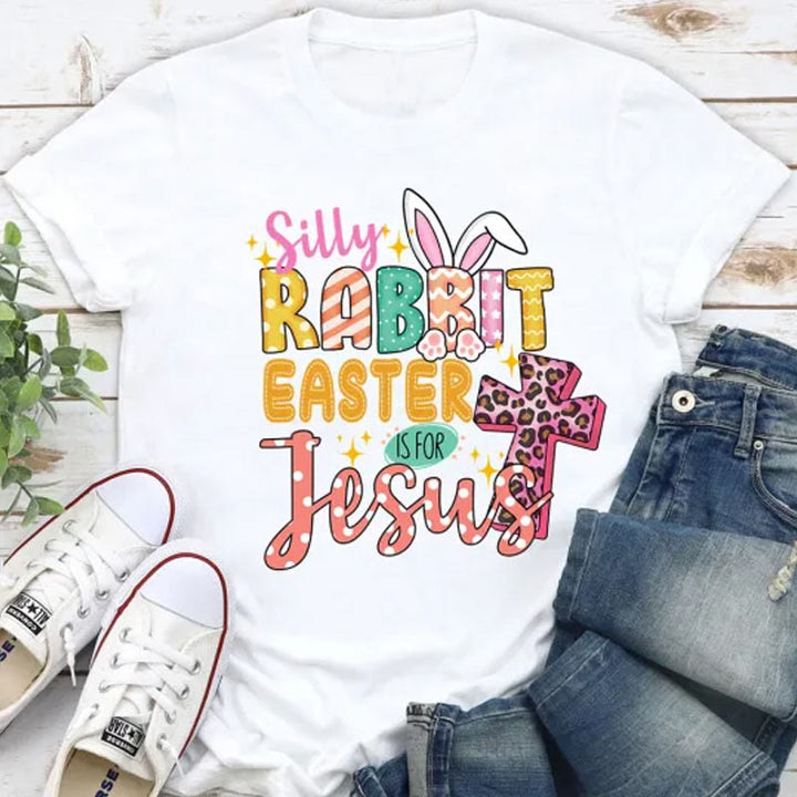 Christianartworkshop Silly Rabbit Easter Is for Jesus Christian Easter Tee - White - 2XL - image 1