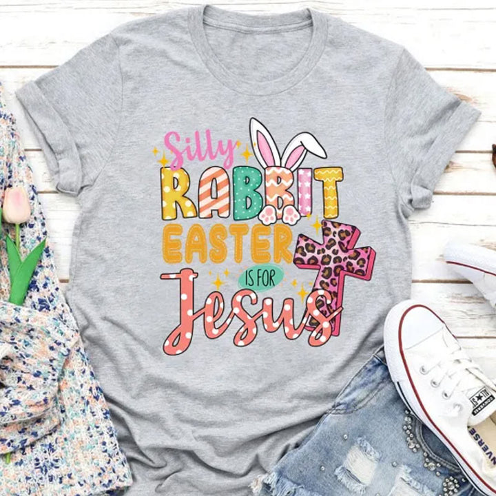 Christianartworkshop Silly Rabbit Easter Is for Jesus Christian Easter Tee - Grey - 2XL - image 2