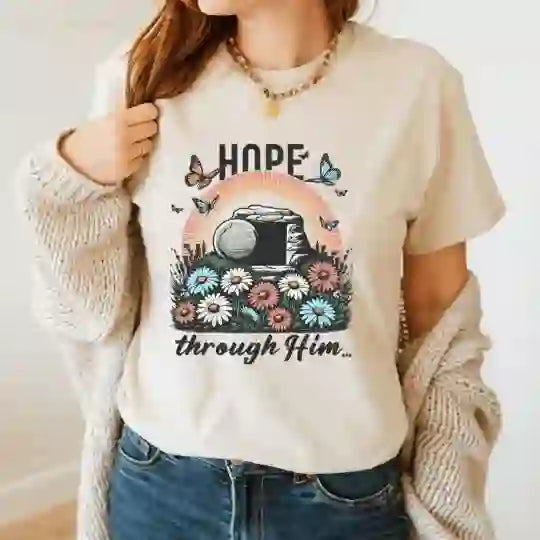 Christianartworkshop Hope Thought Him Christian T-Shirt - image 3