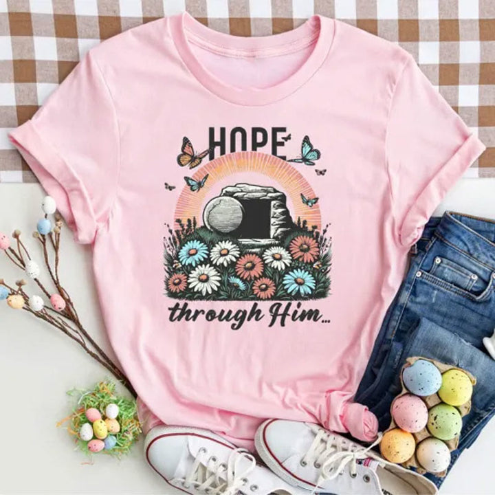 Christianartworkshop Hope Thought Him Christian T-Shirt - Pink - 2XL - image 6