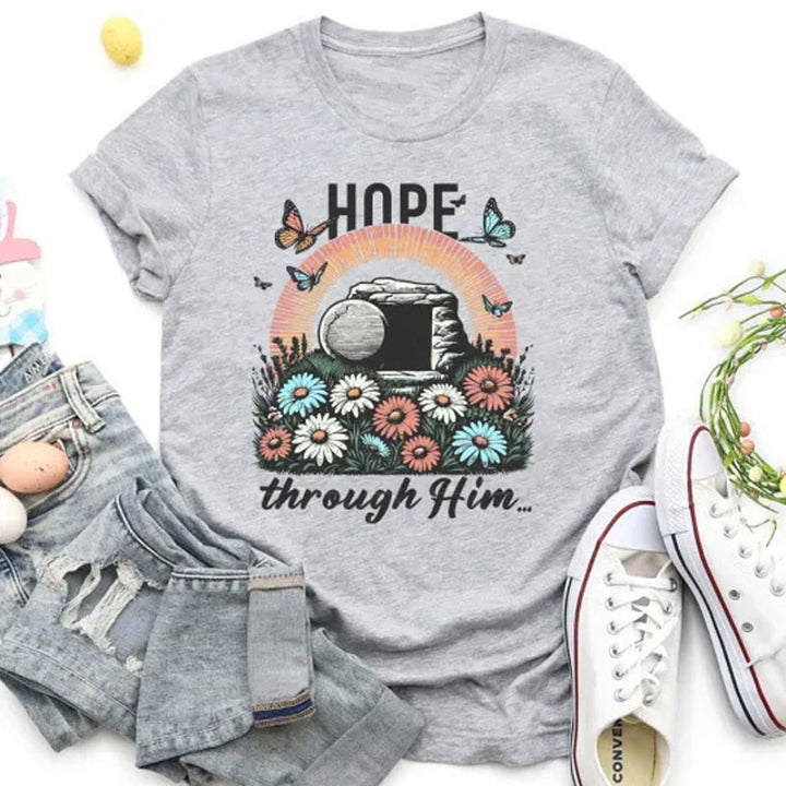 Christianartworkshop Hope Thought Him Christian T-Shirt - Light Gray - 2XL - image 4