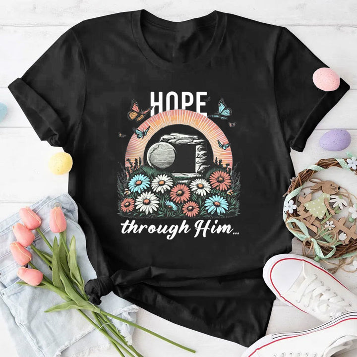 Christianartworkshop Hope Thought Him Christian T-Shirt - Black - 2XL - image 10