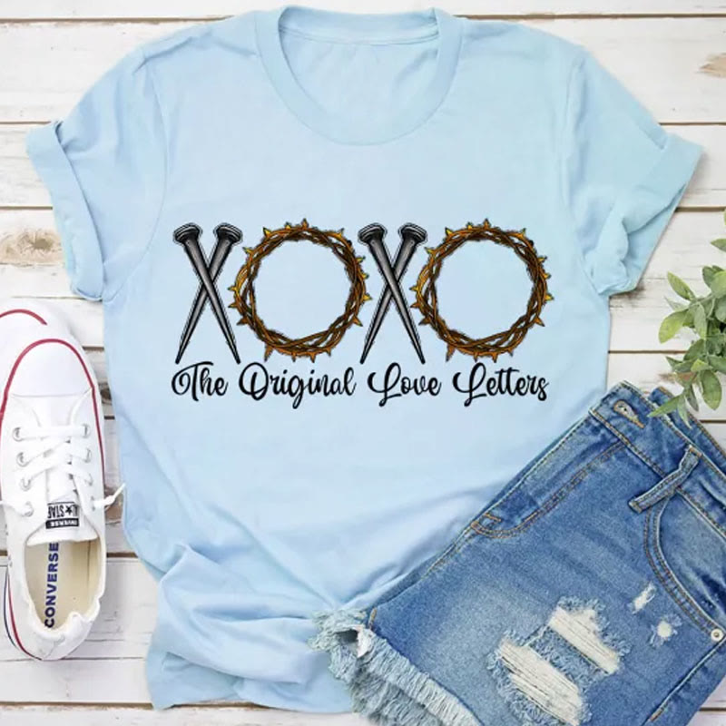 Christianartworkshop XOXO The Original Love Letters T-Shirt - Light Blue - 2XL - image 8