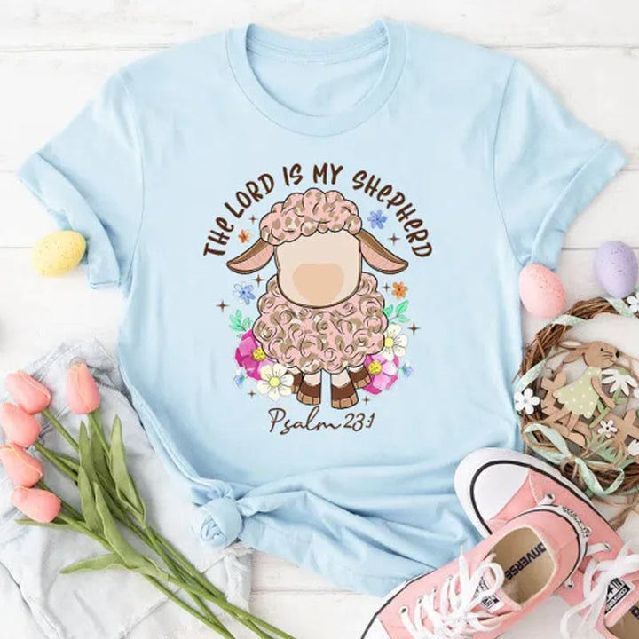 Christianartworkshop The Lord Is My Shepherd Christian T-Shirt - Light Blue - 2XL - image 6