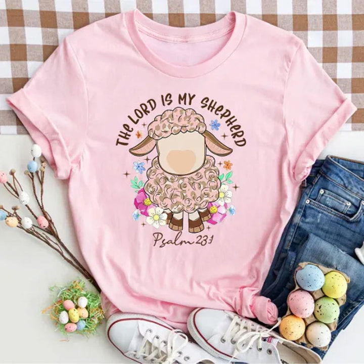 Christianartworkshop The Lord Is My Shepherd Christian T-Shirt - Pink - 2XL - image 7