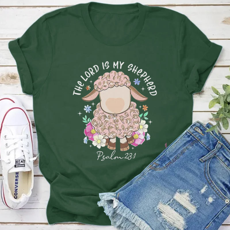 Christianartworkshop The Lord Is My Shepherd Christian T-Shirt - Dark Green - 2XL - image 10