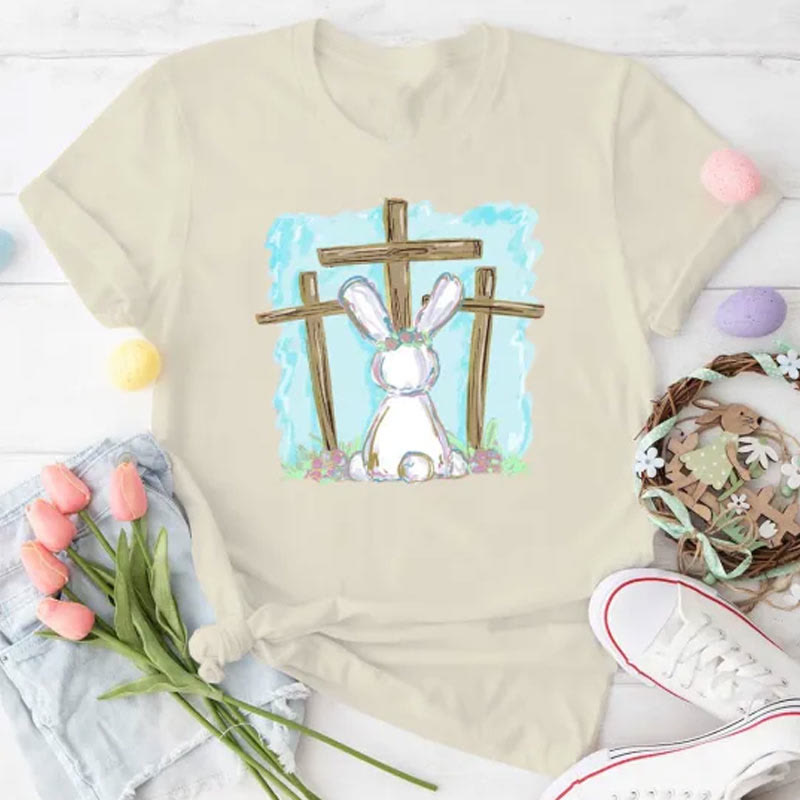 Christianartworkshop Foil Bunny With Crosses Christian T-Shirt - Sand - 2XL - image 3