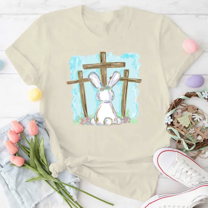 Christianartworkshop Foil Bunny With Crosses Christian T-Shirt