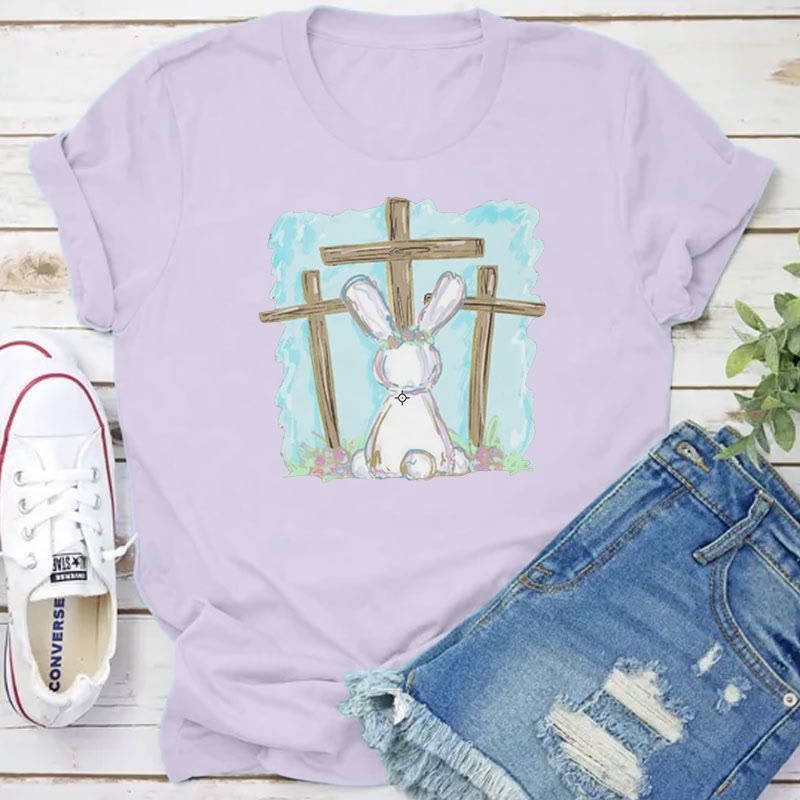 Christianartworkshop Foil Bunny With Crosses Christian T-Shirt