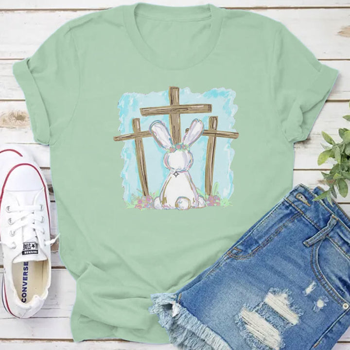 Christianartworkshop Foil Bunny With Crosses Christian T-Shirt - Grass Green - 2XL - image 8