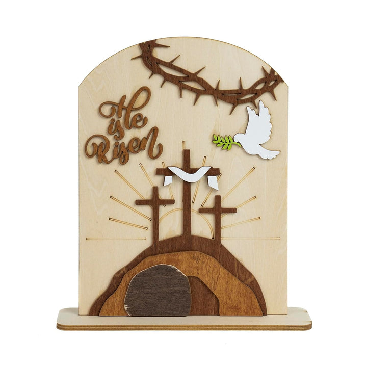 Christianartworkshop "Risen Hope" Easter Icon Set: Decorative Wooden Display with Cross and Tomb Designs