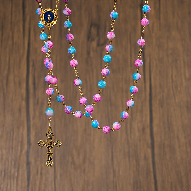 Christianartworkshop PRAYERFUL FAITH: Divine Harmony Handmade Floral Rosary of 8mm Blue&Purple - image 9