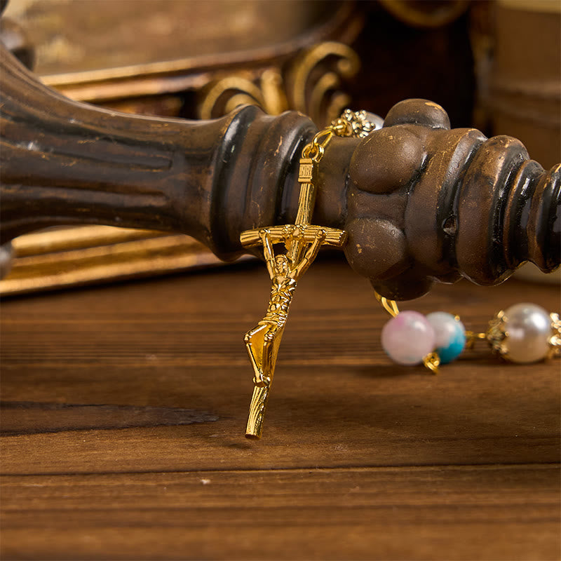 Christianartworkshop PRAYERFUL FAITH: Celestial Grace Floral Handmade Rosary of 8mm Blue&Purple - image 7